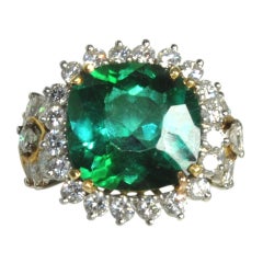 Fabulous  Chrome Green Tourmaline Diamond Ring