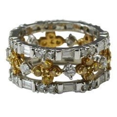 Intense Yellow and White Diamond Wide Eternity Band