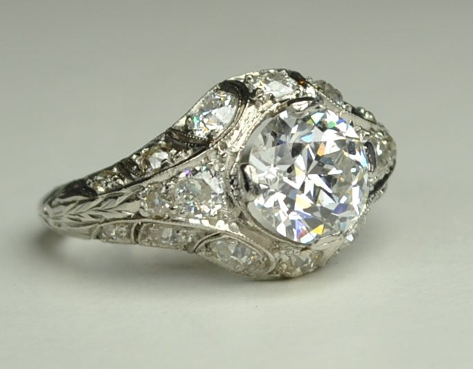 Large Art Deco Basket Diamond ring