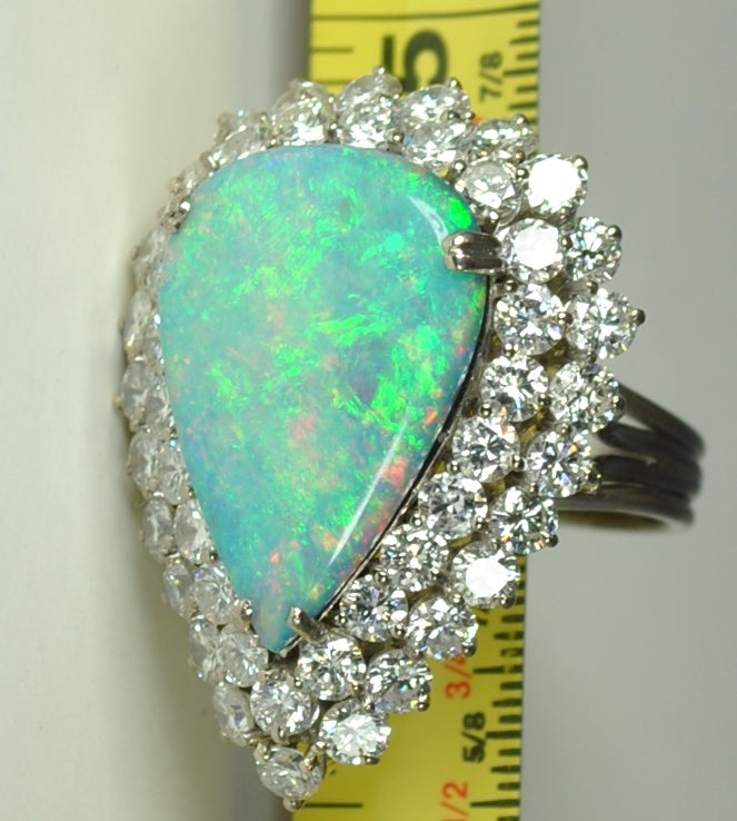 Women's Large Opal and Diamond Ring