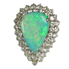 Large Opal and Diamond Ring