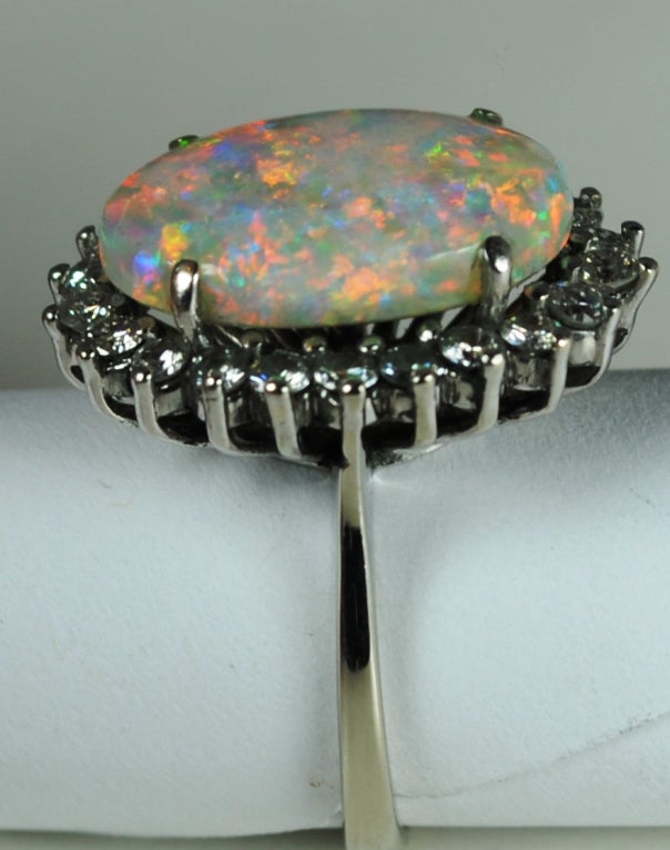Women's Fine Large Opal and Diamond Ring