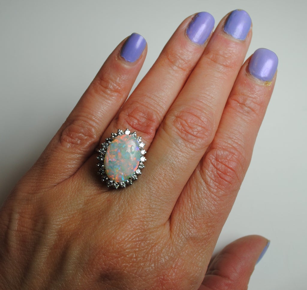 Fine Large Opal and Diamond Ring 2