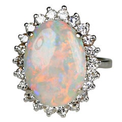 Fine Large Opal and Diamond Ring