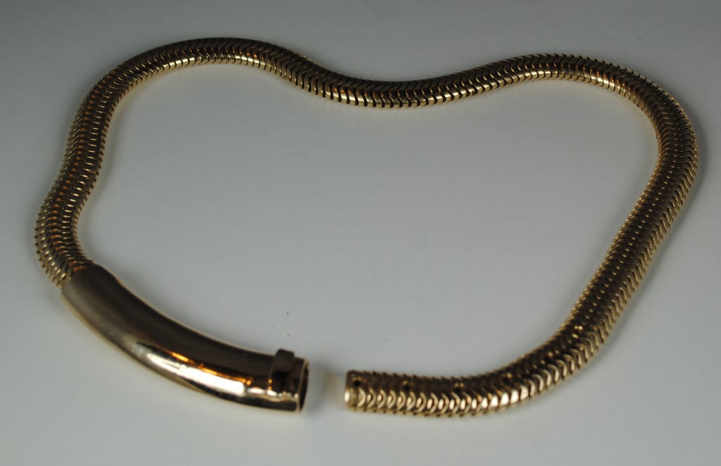 Beautiful Wide Retro Snake Chain with Diamond Center