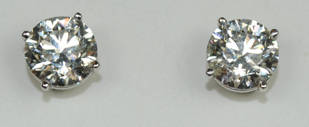 4.04 Carat Diamond Studs For Sale 1