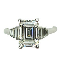 2.67 Carat Emerald Cut Art Deco Engagement Ring