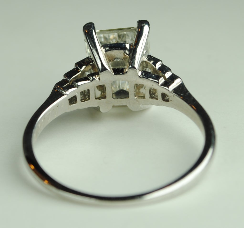 2.67 Carat Emerald Cut Art Deco Engagement Ring 1