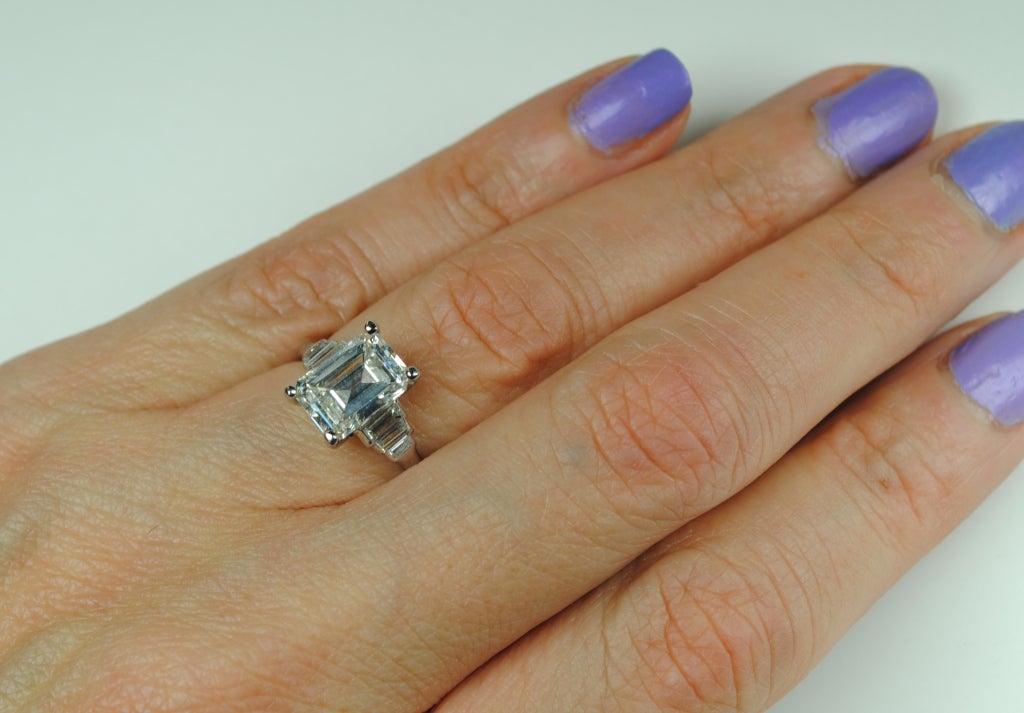2.67 Carat Emerald Cut Art Deco Engagement Ring 2