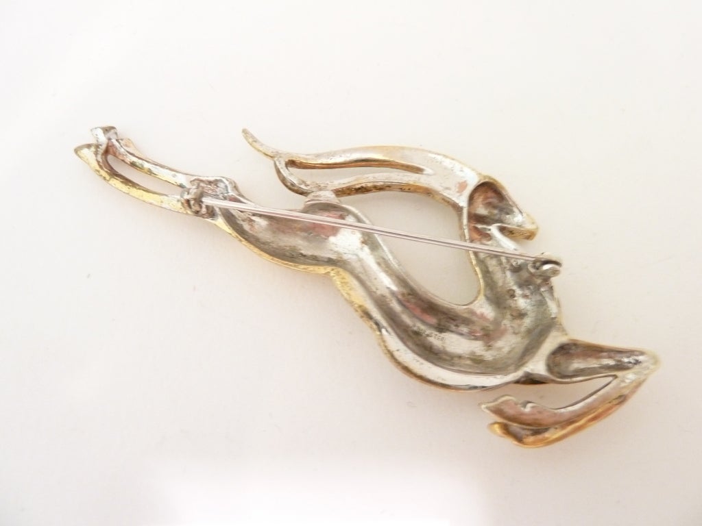 FAMOUS VINTAGE REJA STERLING SILVER GAZELLE BROOCH PIN For Sale 1