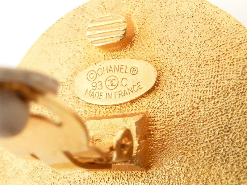 Vintage Signed Chanel 93C Dimensional Dome Earrings For Sale 1