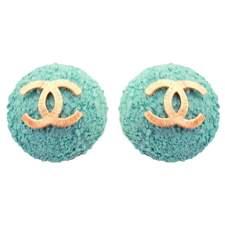 Vintage Signed Chanel 93C Dimensional Dome Earrings For Sale