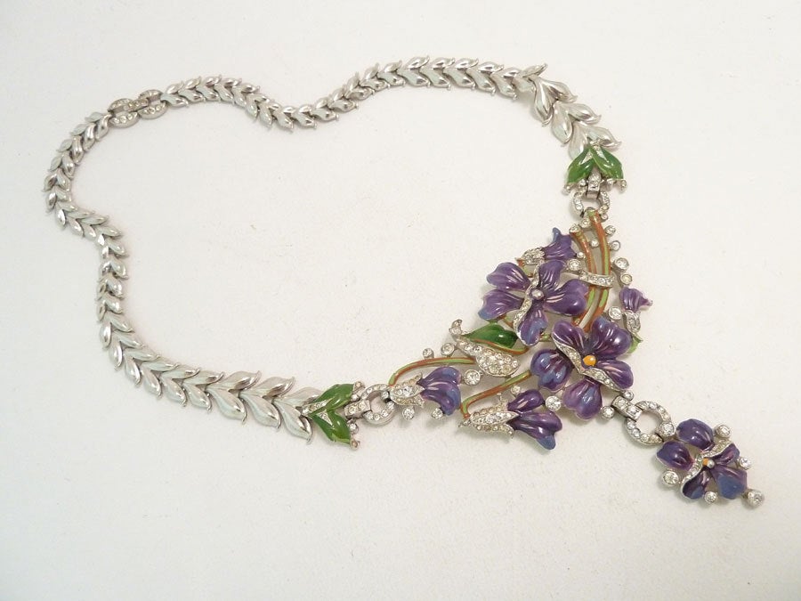 Women's Vintage 1930’s Rare Signed Trifari Pendant Necklace For Sale
