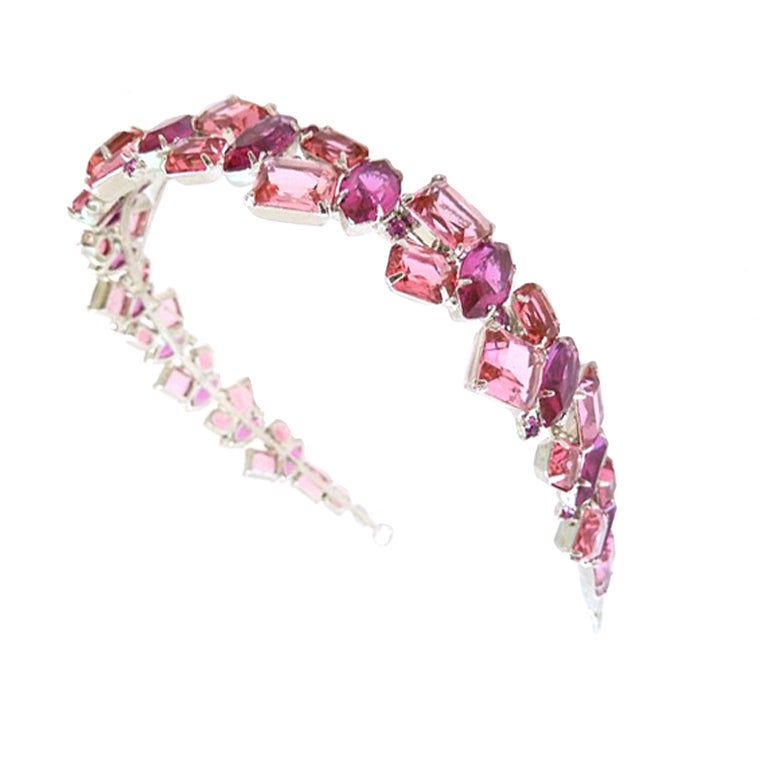 Signed Robert Sorrell Pink Rhinestone Hair Band For Sale
