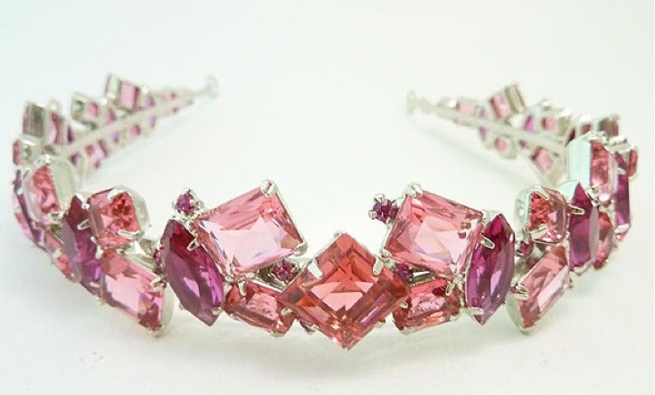 Contemporary Signed Robert Sorrell Pink Rhinestone Hair Band For Sale