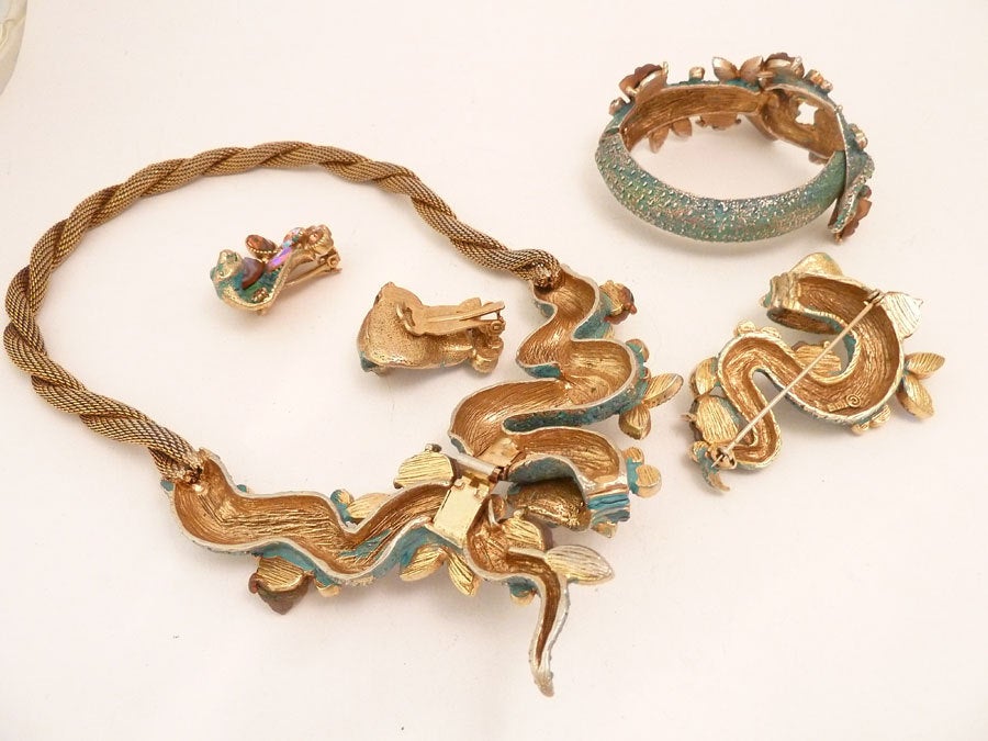 Vintage Signed HAR Cobra Necklace, Bracelet, Earrings & Pin For Sale 3