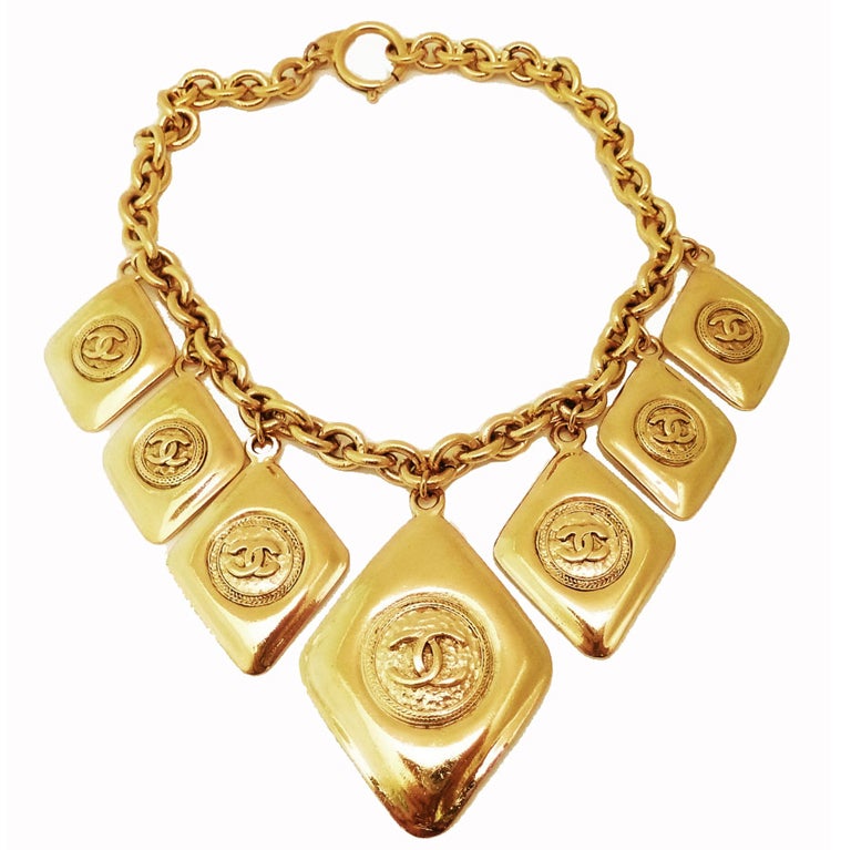 Vintage Signed Chanel Multi-Pendant Necklace For Sale