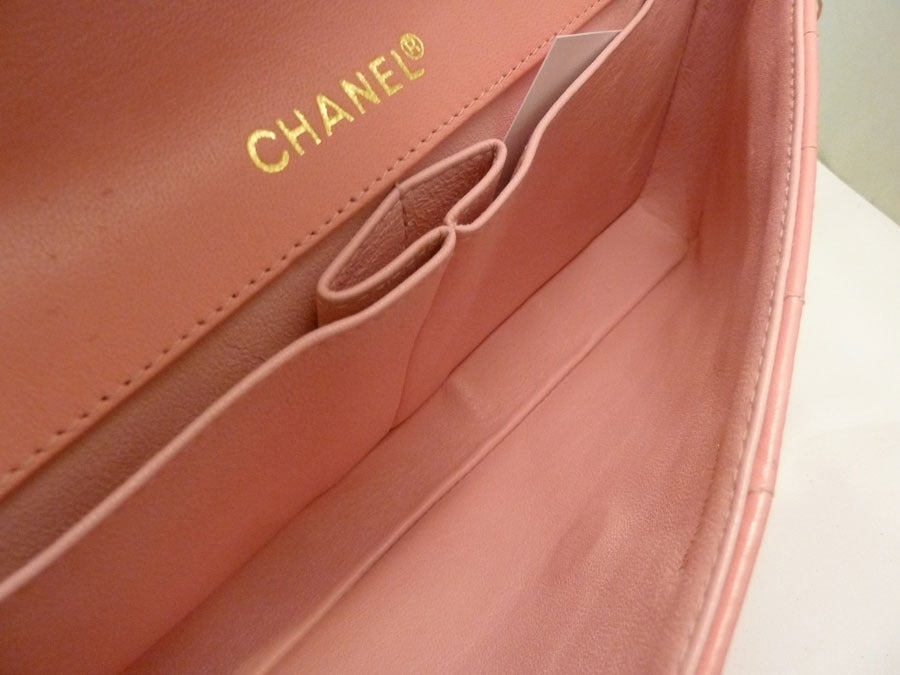 Vintage Signed Chanel Pink Quilted Purse For Sale 1