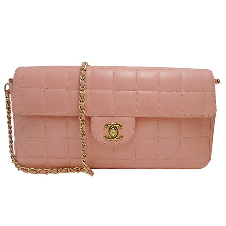 Vintage Signed Chanel Pink Quilted Purse For Sale