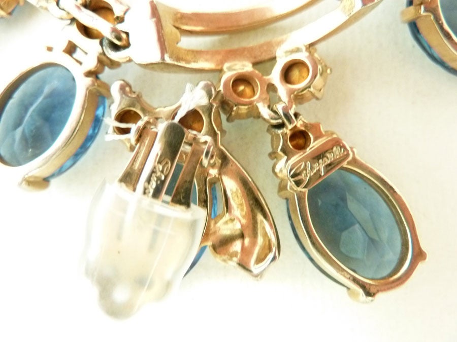 Vintage Signed Schiaparelli Necklace & Earrings For Sale 1
