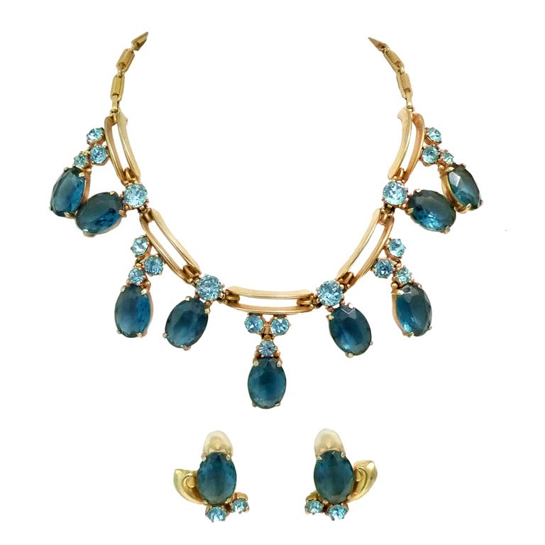 Vintage Signed Schiaparelli Necklace & Earrings For Sale