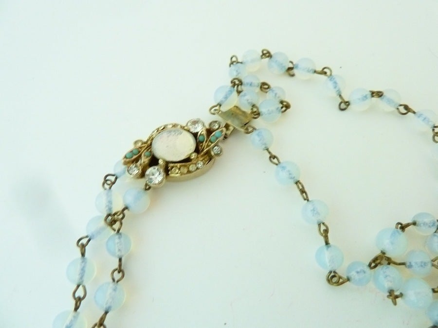 Vintage Opaline Glass Drops Necklace For Sale 1