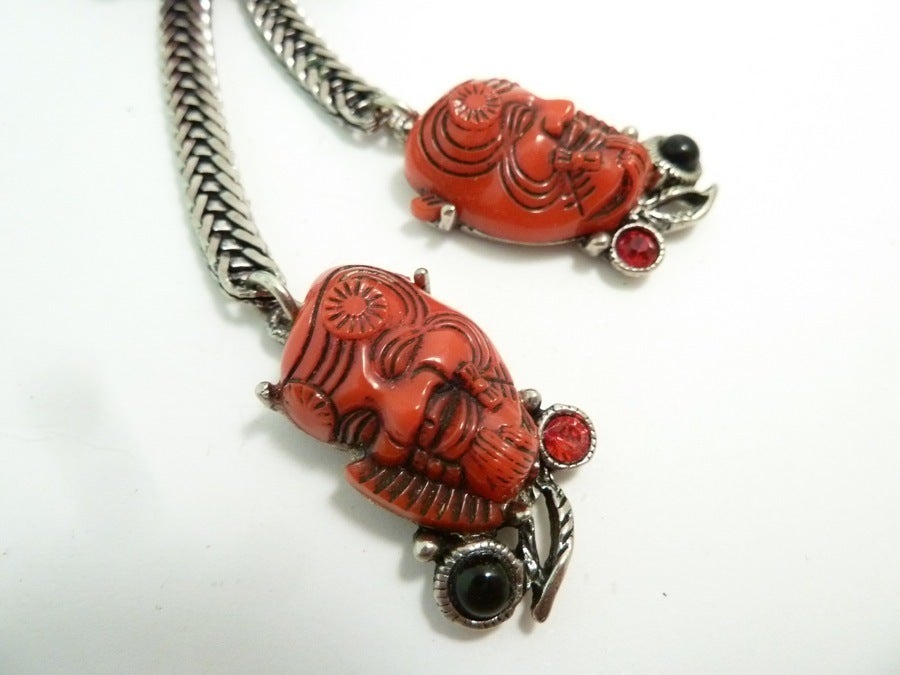 Famous Vintage Selro Red Devil Slide Pendants Necklace In Excellent Condition In New York, NY