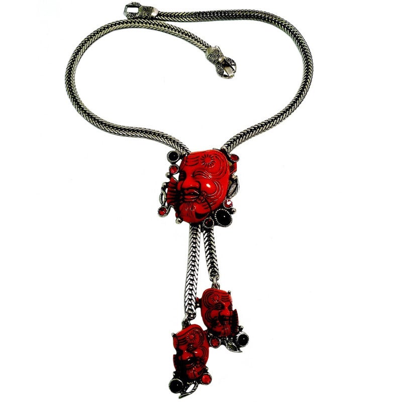 Famous Vintage Selro Red Devil Slide Pendants Necklace