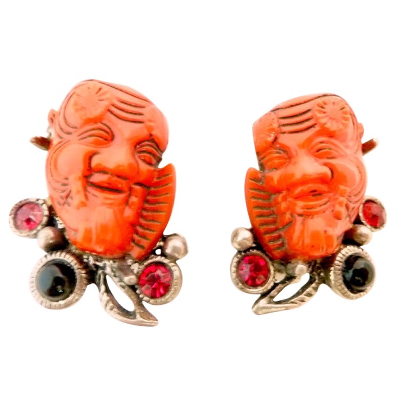 Famous Vintage Signed Selro Red Devil Earrings For Sale