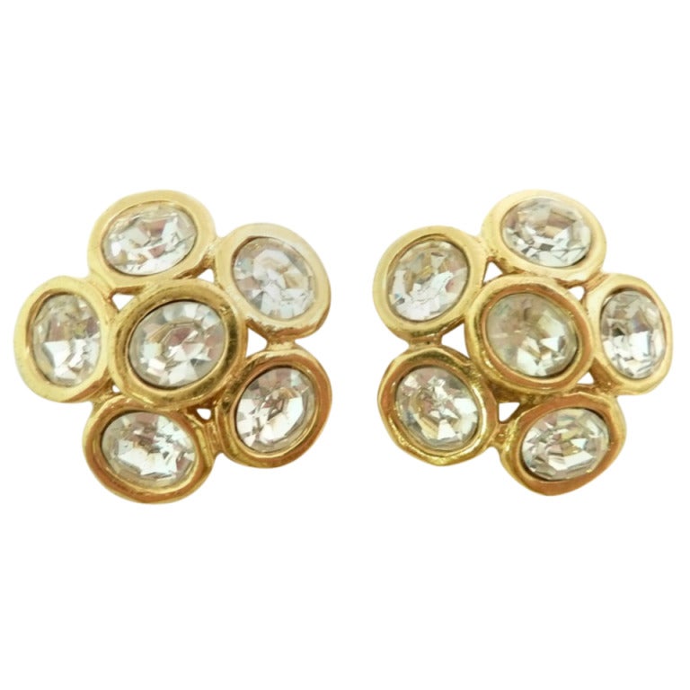 Vintage Signed Chanel 29 Crystal Earrings For Sale