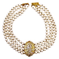 Miriam Haskell 4 Strand Pearl Necklace