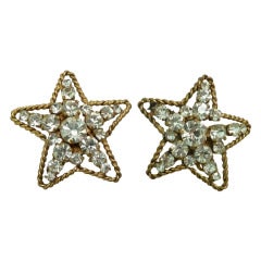 Vintage Signed Chanel 1983 Star Rhinestone Earrings