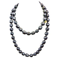 Chanel Gunmetal Baroque Pearl Necklace, 1981