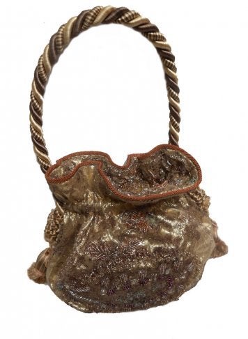 Gold Beaded Drawstring Purse