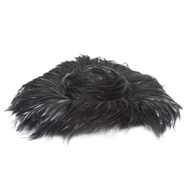Wide Feathered Hat For Sale