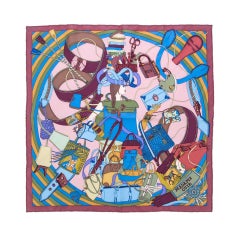 Hermes Vintage Illustrative Print Scarf