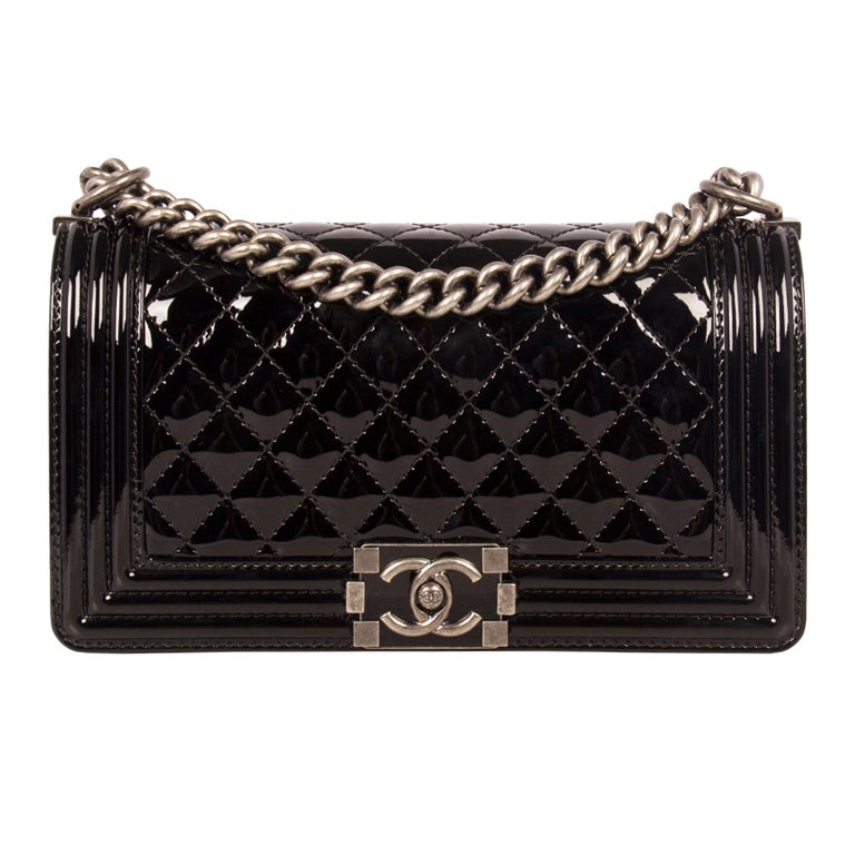 Chanel Patent Leather Boy Bag at 1stDibs