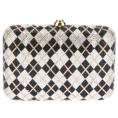 Retro Judith Leiber Plaid Crystal Minaudiere Bag