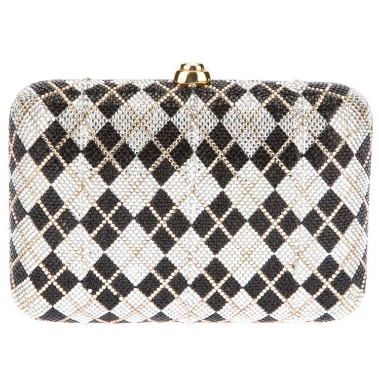 Judith Leiber Plaid Crystal Minaudiere Bag