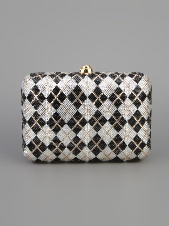 Judith Leiber Plaid Crystal Minaudiere Bag In Excellent Condition For Sale In London, GB