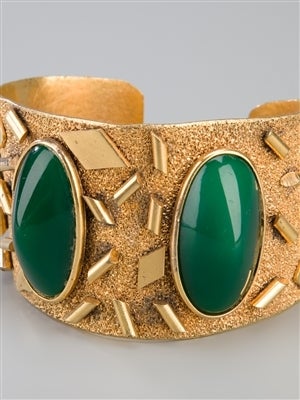 1960s Gold and Green Vintage Cuff Bracelet In Excellent Condition In London, GB