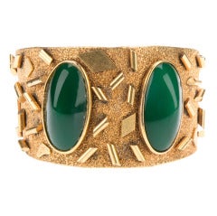 1960s Gold and Green Vintage Cuff Bracelet