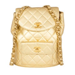 Chanel Vintage Gold Quilted Backpack