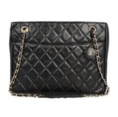 Chanel Vintage Black Leather Shoulder Bag