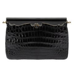 Vintage Black Crocodile Leather Clutch 8
