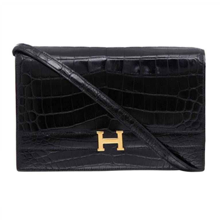 Hermes Rare Vintage Crocodile 'Annie' Clutch Bag