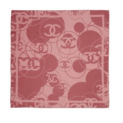 Chanel Pink Logo Silk Scarf
