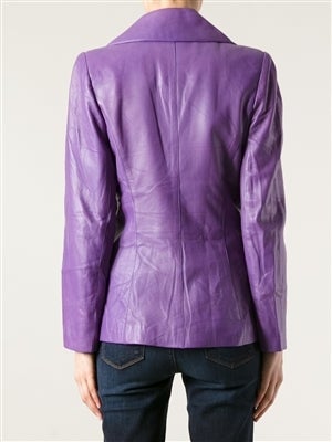 Chanel Purple Lamb Skin Jacket In Excellent Condition In London, GB
