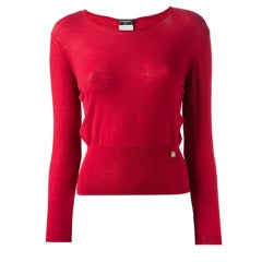 Vintage Chanel Red Long-sleeved Sweater