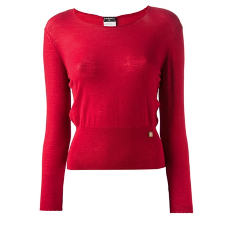 Chanel Red Long-sleeved Sweater at 1stdibs
